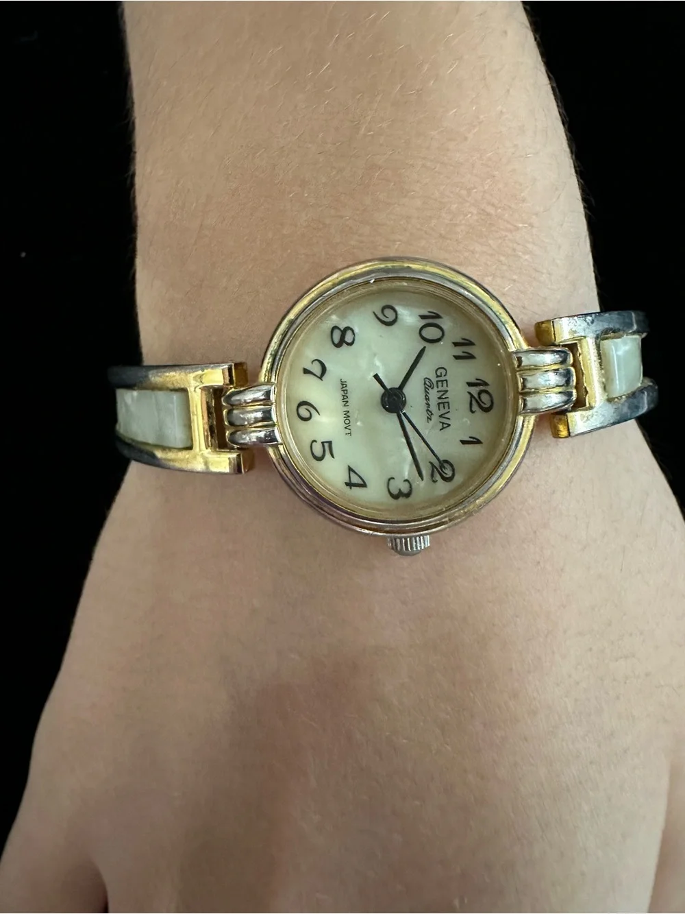 Geneva Two-Tone Gold and Silver Round Dial Bracelet Watch